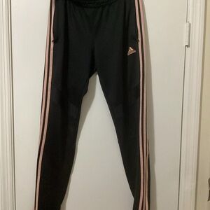 Adidas Women's Black Joggers with Pink Stripes